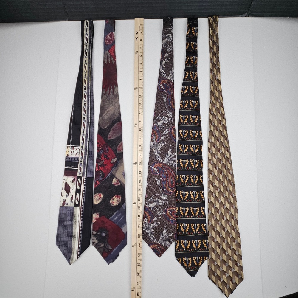 Lot 5 Vintage 100% Silk Ties Wembley Alexander Lloyd Como Collezione 80s Artsy